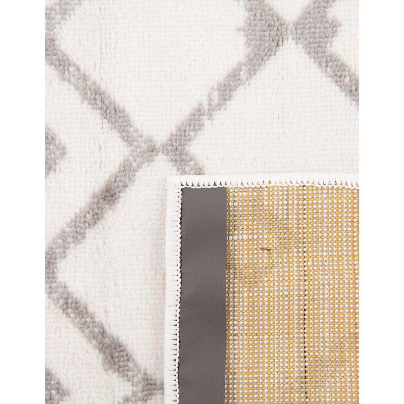 Ivory Rectangular Moroccan Trellis Stain-Resistant Rug