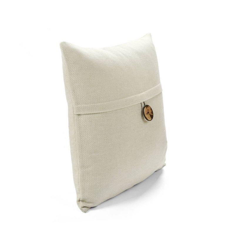 Farmhouse Ivory Woven Button Detail Polyester Throw Pillow Cover - 20" x 20"