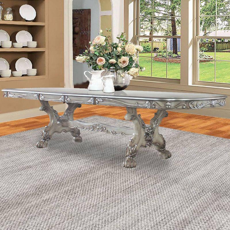 Vintage Bone White Reclaimed Wood Extendable Dining Table