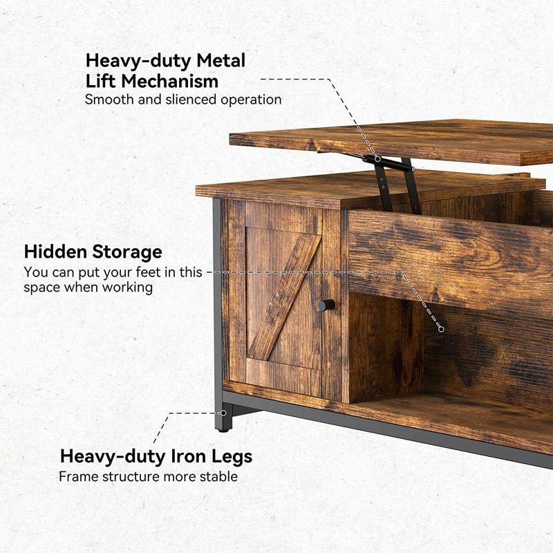 FABATO Lift Top Coffee Table Wood Cabinet with Storage Drawer and Hidden Compartment for Living Room and Office