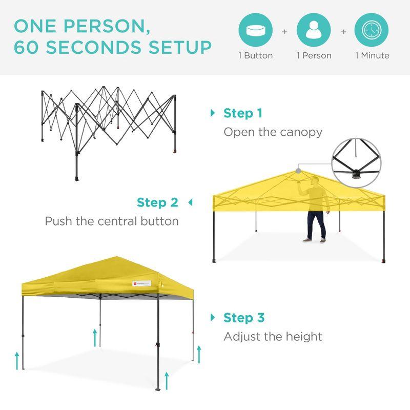 Best Choice Products 10x10ft Easy Setup Pop Up Canopy w/ 1-Button Setup, Wheeled Case, 4 Weight Bags - Yellow
