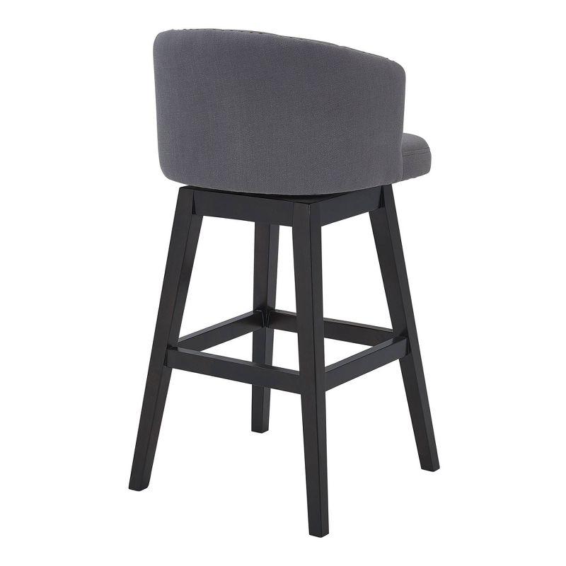 Contemporary 26" Gray Fabric Swivel Barstool with Espresso Wood Base