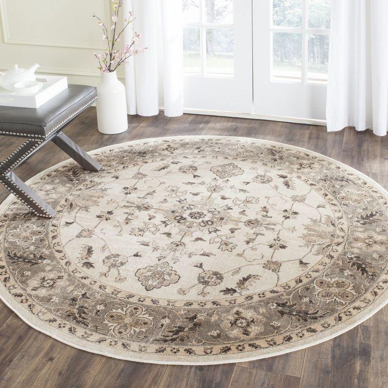 Vintage VTG168 Power Loomed Indoor Area Rug - Stone/Mouse - 6' round - Safavieh.