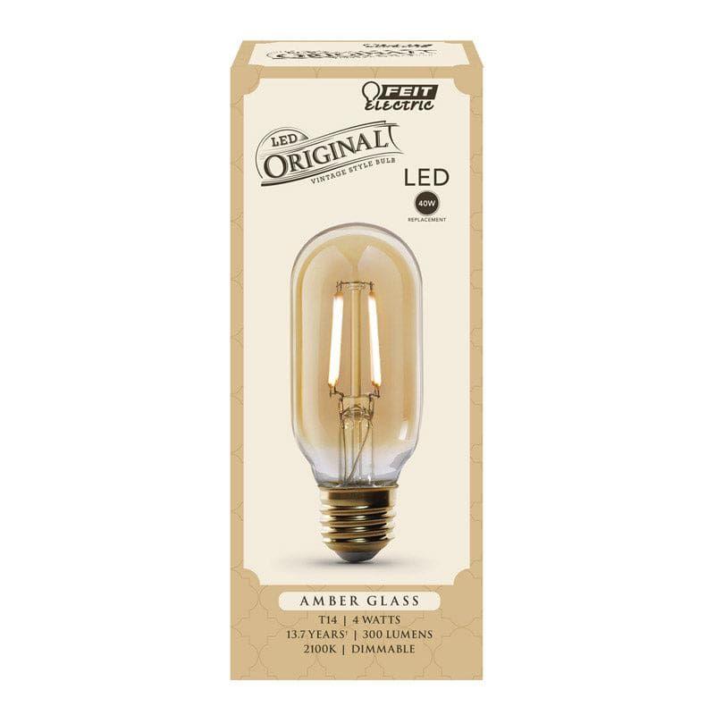 Amber Glass T14 Dimmable LED Bulb 40W Equivalent