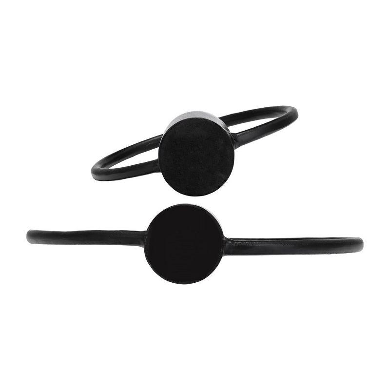 Sagebrook Home Set of 2 Metal Decorative Ring Candle Holders - Contemporary Abstract Black Aluminum Ring