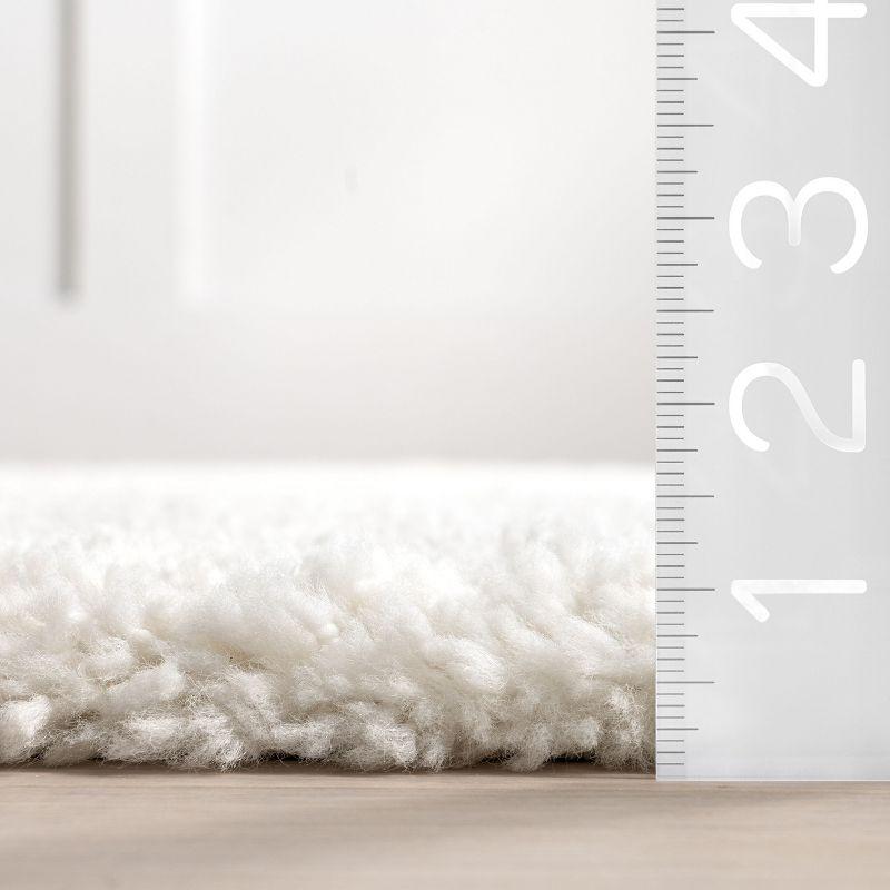 Nuloom Marleen Solid 8 Square Shag Indoor Area Rug for Living Room Bedroom Dining Room Nursery, Off White