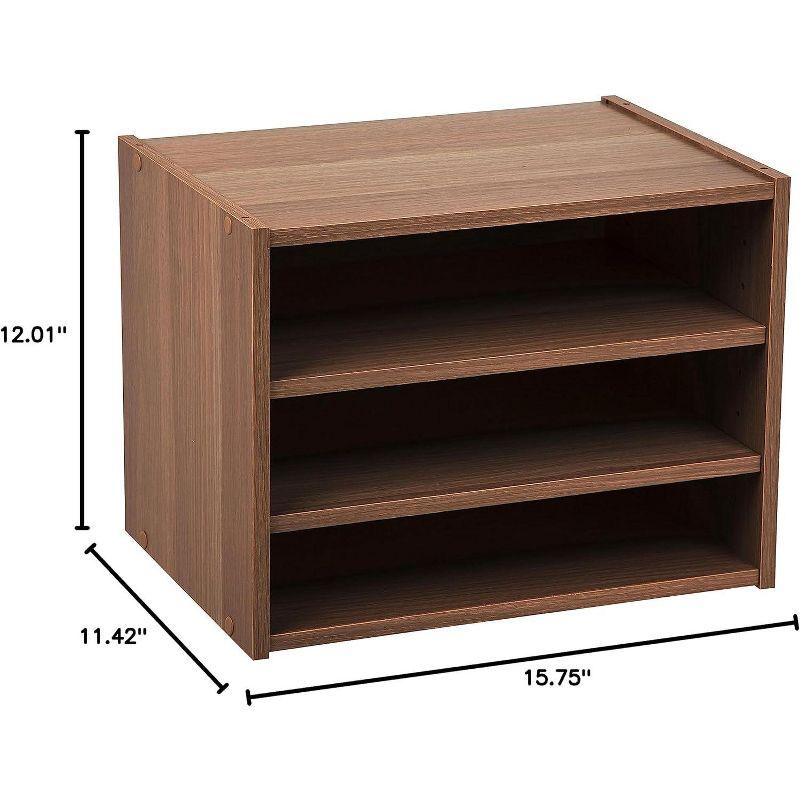 IRIS USA TACHI Modular Wood Stacking Storage Box with Shelf