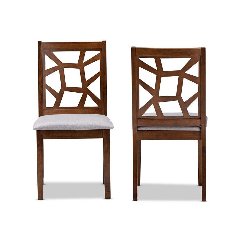 Set of 2 Abilene Dining Chair - Baxton Studio: Gray Upholstered, Walnut Brown Frame