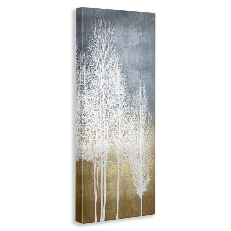 Tall Tree Line Bare White Trees Over Abstract Pattern by - Graphic Art