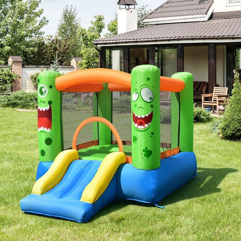 Costway Inflatable Bounce House Jumper Castle Kids Playhouse w/ Basketball Hoop & Slide