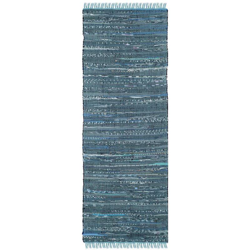 Rag Rug RAR121 Hand Woven Indoor Runner Rug - 2'3"x6' - Blue/Multi - Safavieh