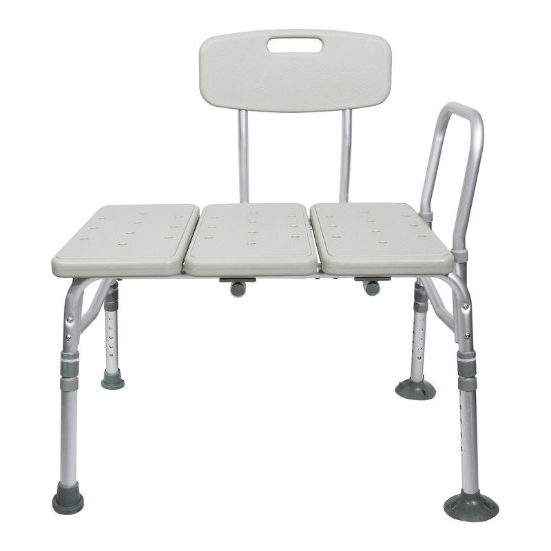 Adjustable Height Gray Plastic Bath Transfer Bench