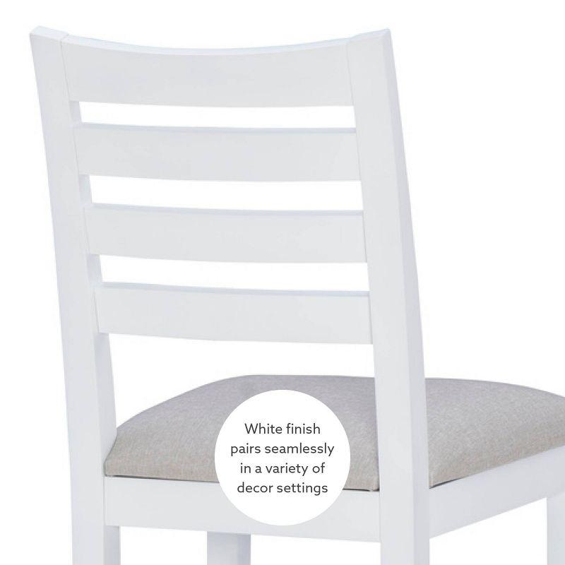 Set of 2 Flynn Ladder Back Counter Height Barstools Upholstered White - Linon: No Assembly, Solid Beechwood