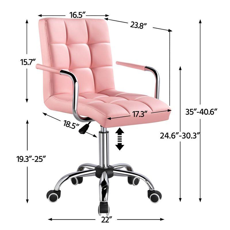 Yaheetech Modern Office Chair Height Adjustable Swivel Chair Mid Back PU Leather Chair