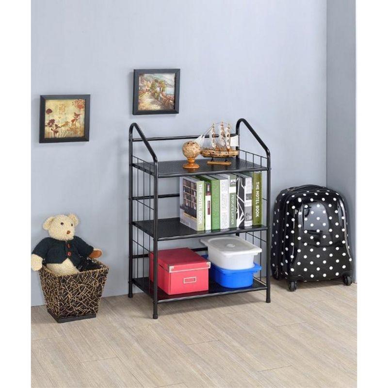 Black Metal 3-Tier Bookshelf with Open Frame