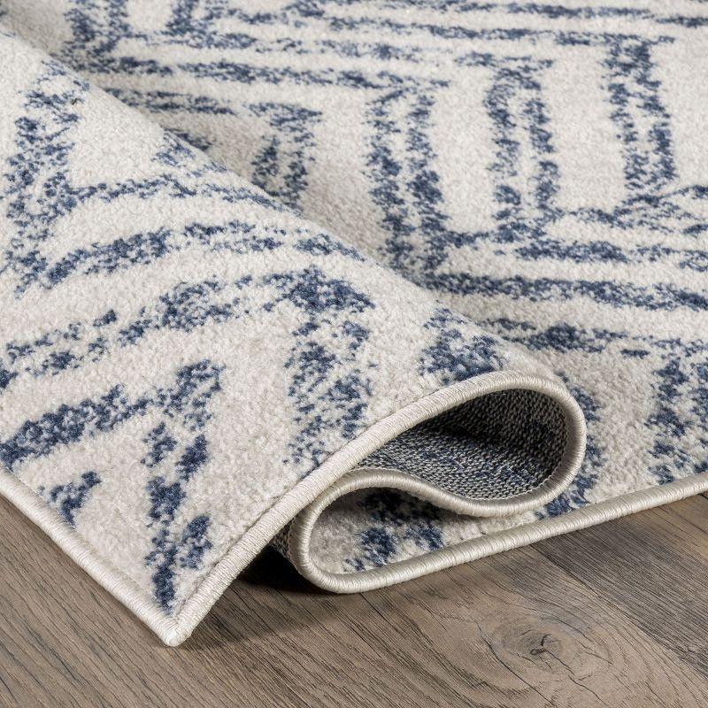 Reversible Blue Geometric Synthetic Area Rug 8' x 10'