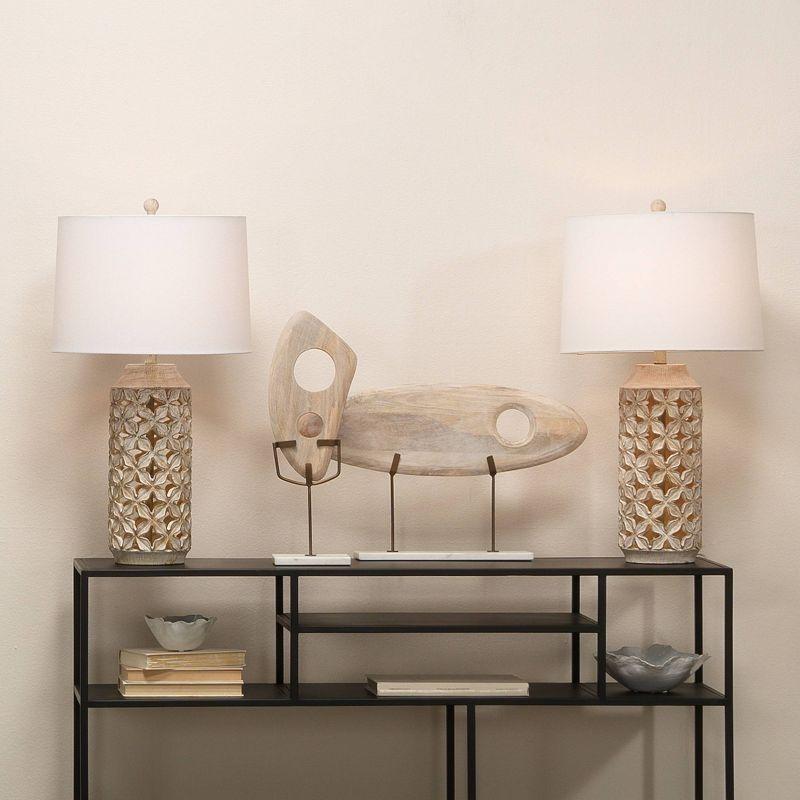 Flora Table Lamp White - Splendor Home: Resin Base, Linen Cone Shade, 3-Way Light, UL Listed