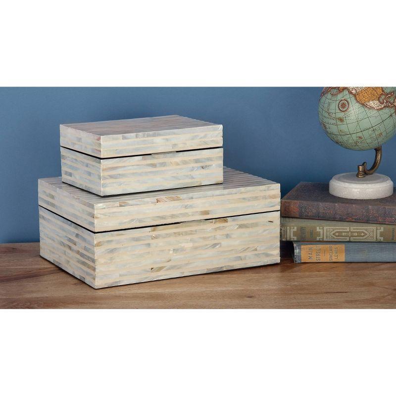 Set of 2 Shell Mosaic Patterned Wood Box White - Olivia & May