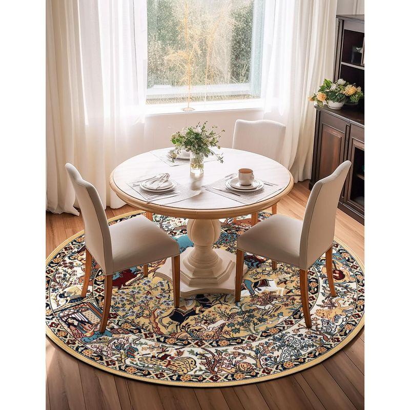 Unique Loom Narenj Birmingham Floral Indoor Woven Fringe Area Rug