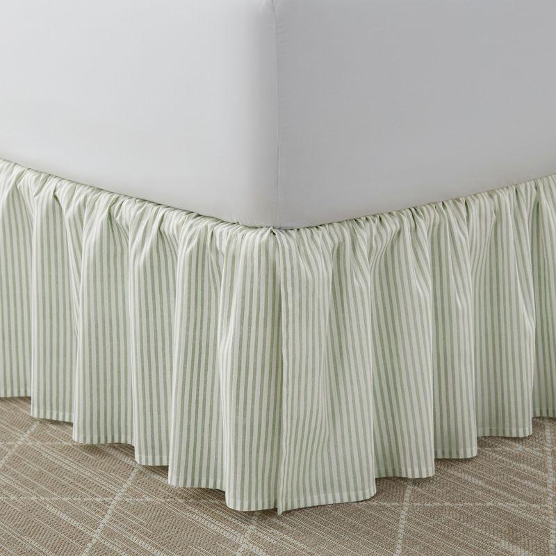 Queen Green Cotton Ruffled Bed Skirt Panel