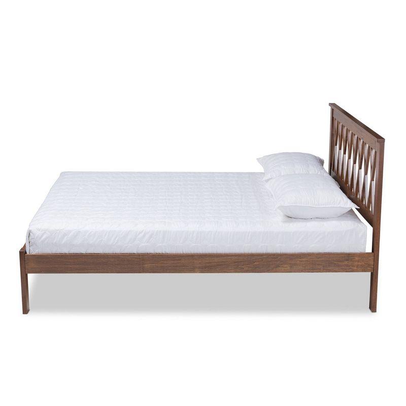 Queen Malene Wood Platform Bed Walnut - Baxton Studio: Retro 1960s Design, Rubberwood, No Box Spring Required