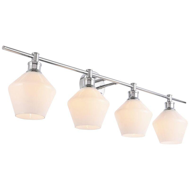 Elegant Lighting Gene 4 light Brass and Frosted white glass Wall sconce