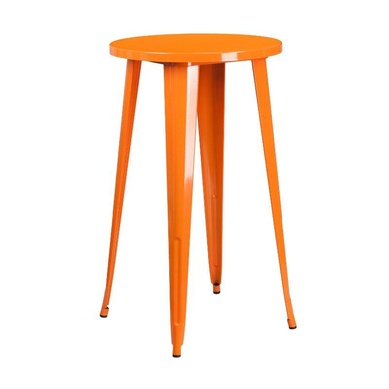 Flash Furniture Commercial Grade 24" Round Orange Metal Indoor-Outdoor Bar Height Table