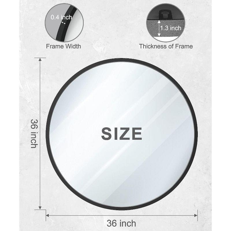 USHOWER 36" Black Round Wall Mirror - Metal Frame Circle Mirror for Bathroom, Bedroom, Living Room, and Entryway Decor