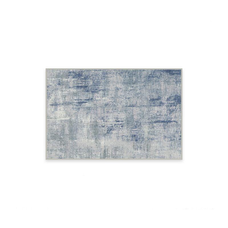 Impasto Slate Blue Abstract Washable Chenille Area Rug