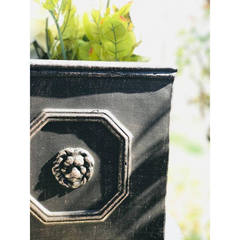 Rosemead Home & Garden, Inc. 13" Wide Kante Lightweight Classic Square English Style Lion Head Concrete Outdoor Planter Pot Oil Rubbed Bronze