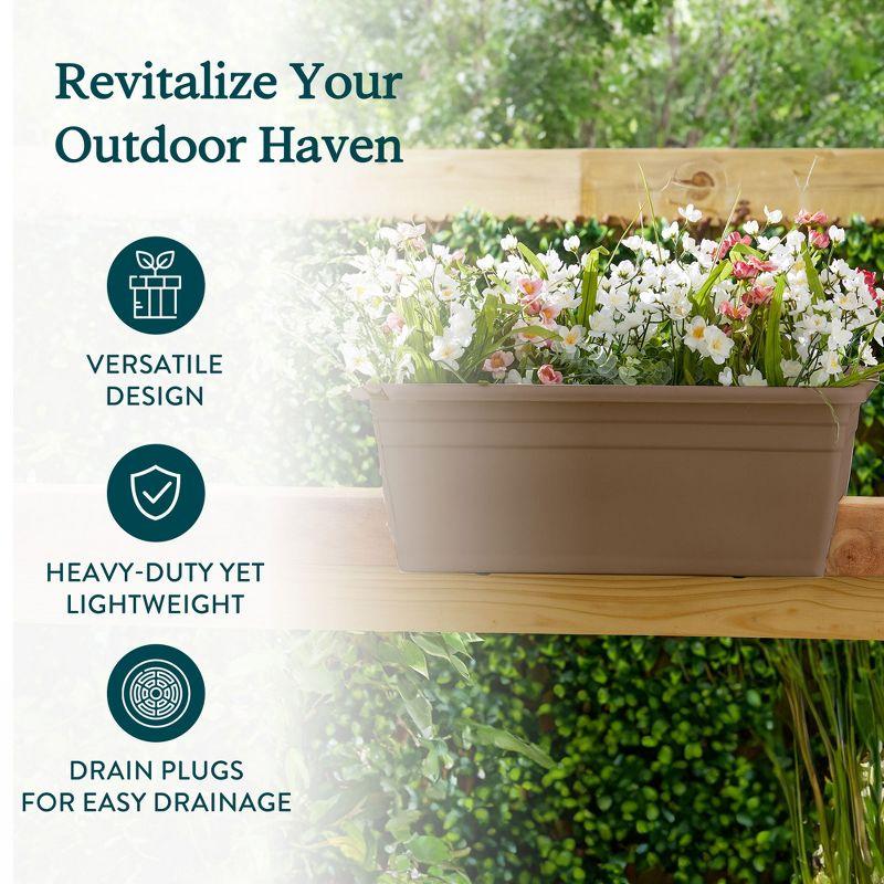 HC Companies SPX24DB0E2112-Inch Outdoor Durable Plastic Deck Planter Box for Flowers, Vegetables, and Succulents, Chocolate