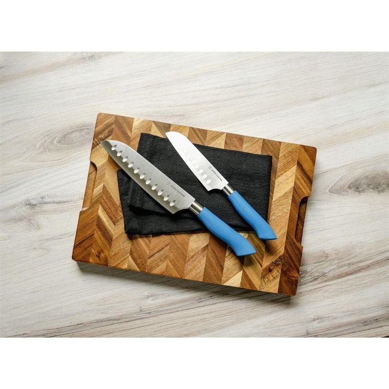 Eco-Friendly Blue High Carbon Stainless Steel Santoku Knife Set