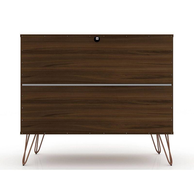 Manhattan Comfort Rockefeller Dresser Brown - Manhattan Comfort: MDF Composite Frame, 3-Drawer Storage for Bedroom, Assembly Required