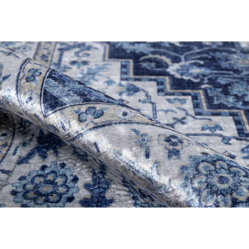 5'x8' Karachi Aria Area Rug Blue - Momeni: Geometric Bohemian, Rubber Backing, Medium Pile, Indoor Use