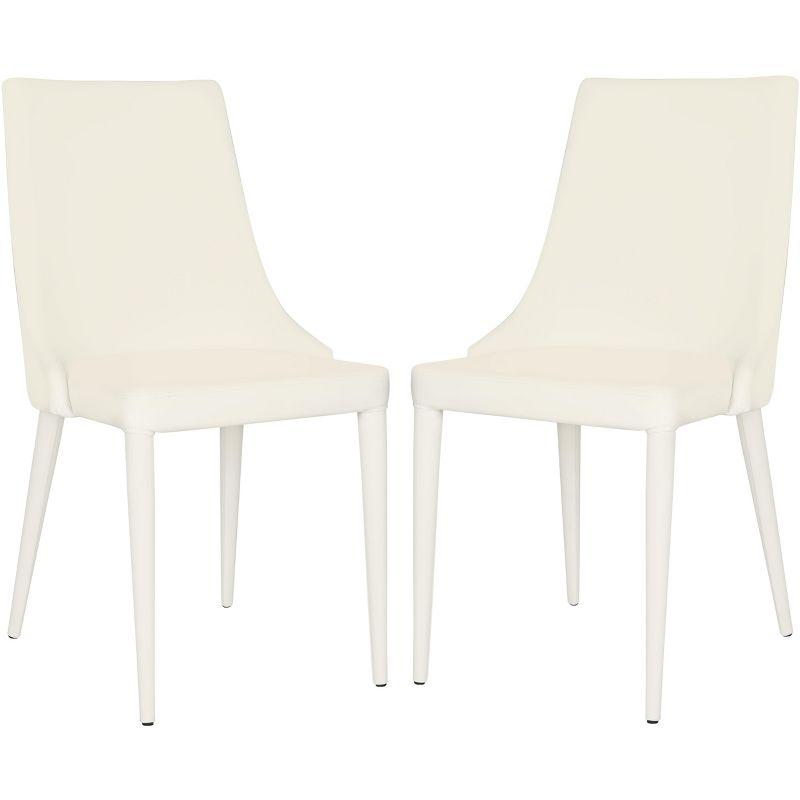 Summerset 19" H Leather Side Chair (Set of 2) - FOX2014 - White - Safavieh Couture