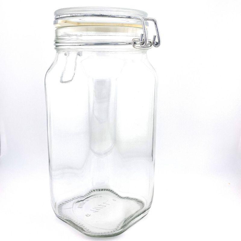 Bormioli Rocco Fido 50.75oz Glass Canning Jar: BPA-Free Clamp Jar, Hand Wash, Clear Glass, 3.4" Neck, 8.75" Height