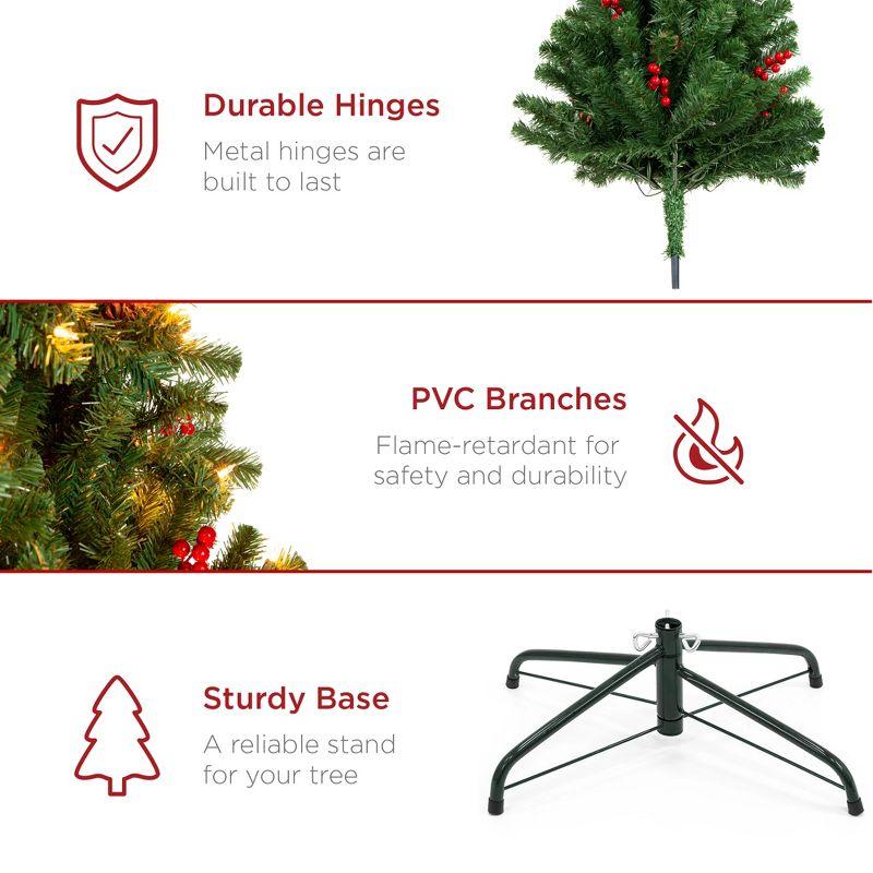 Best Choice Products Pre-Lit Pre-Decorated Holiday Spruce Christmas Tree w/ Tips, Lights, Metal Base