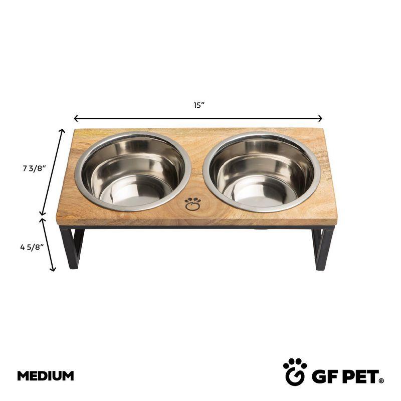 GF PET Mango Wood & Metal Double Feeder