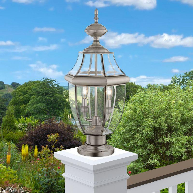Lighting Lumens Outdoor Post Lantern Pendant with Clear Glass Shade - 2 Light Fixture