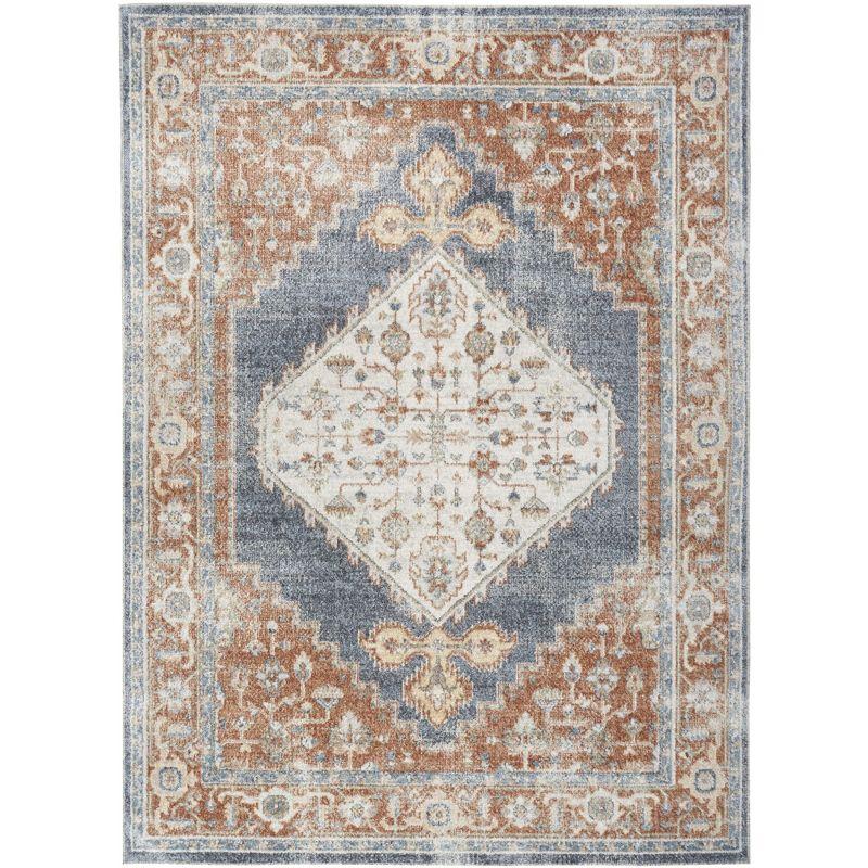Nourison Astra Machine Washable Vintage Persian Indoor Rug Denim Multi 5'3" x 7'