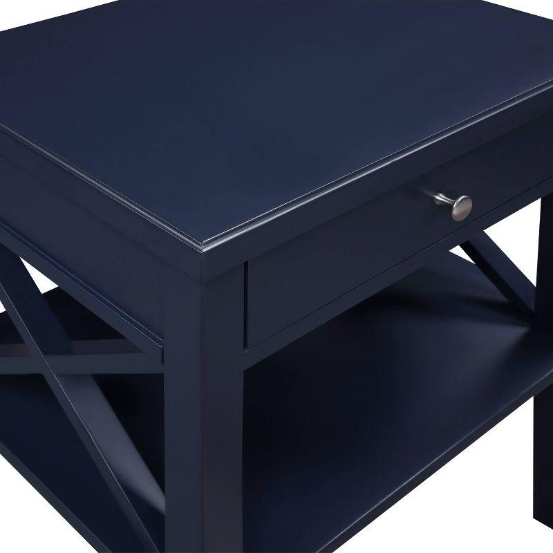 Comfort Pointe Marta Nightstand Midnight Blue: Transitional Style Bedside Table with Shelf, MDF & Hardwood