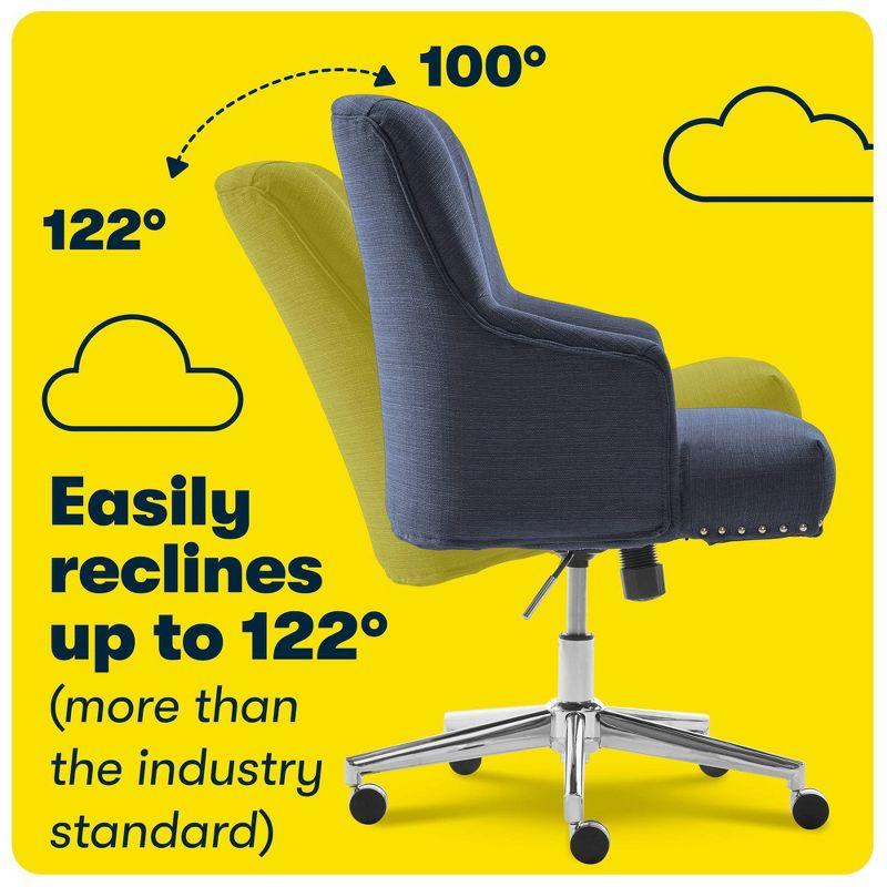 Style Leighton Home Office Chair Sanctuary Blue - Serta: Swivel, Adjustable, Wood Frame, Fixed Arms