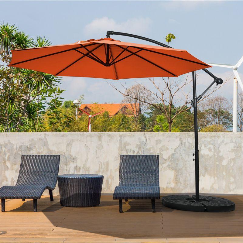 Tangkula 10FT Patio Offset Umbrella 8 Ribs Cantilever Umbrella w/Crank for Poolside Yard Lawn Garden Orange