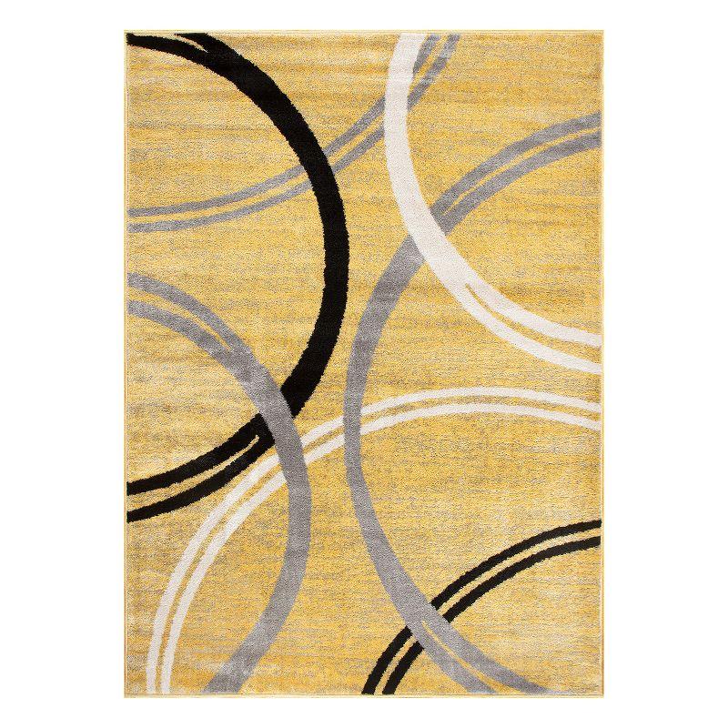 World Rug Gallery Contemporary Abstract Circles Design 2'x3' Yellow Area Rug