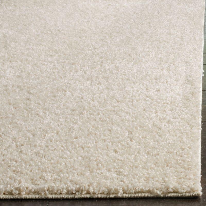 Cream Rectangular Shag Wool Area Rug