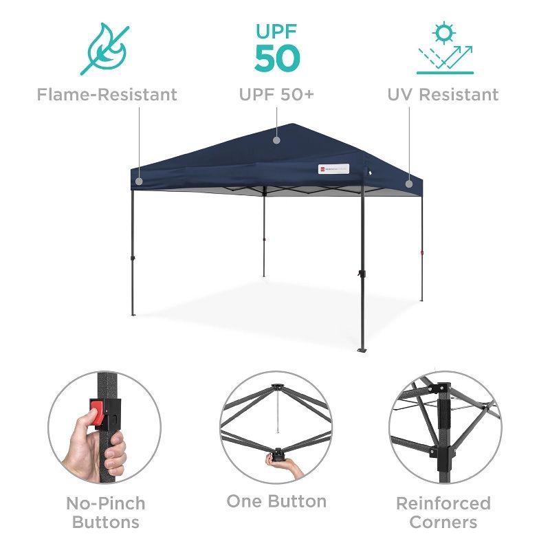 Best Choice Products Best Choice Products Easy Setup Pop Up Canopy W/ 1-Button Setup, Wheeled Case, 4 Weight Bags