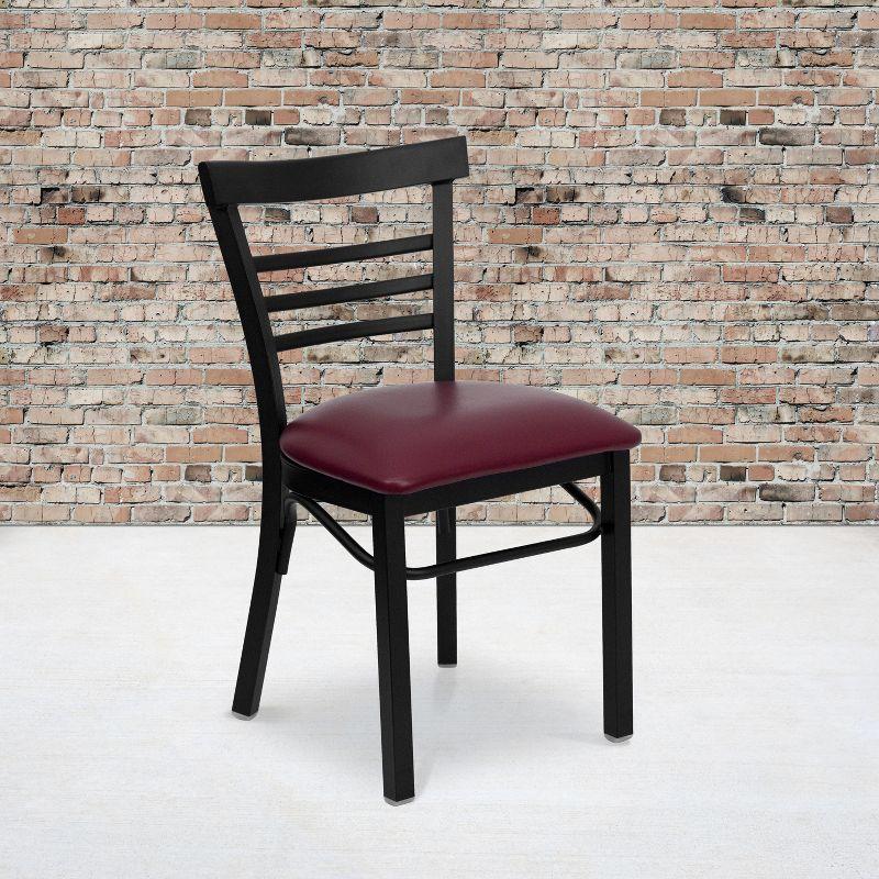 Flash Furniture Black Three-Slat Ladder Back Metal Restaurant Chair