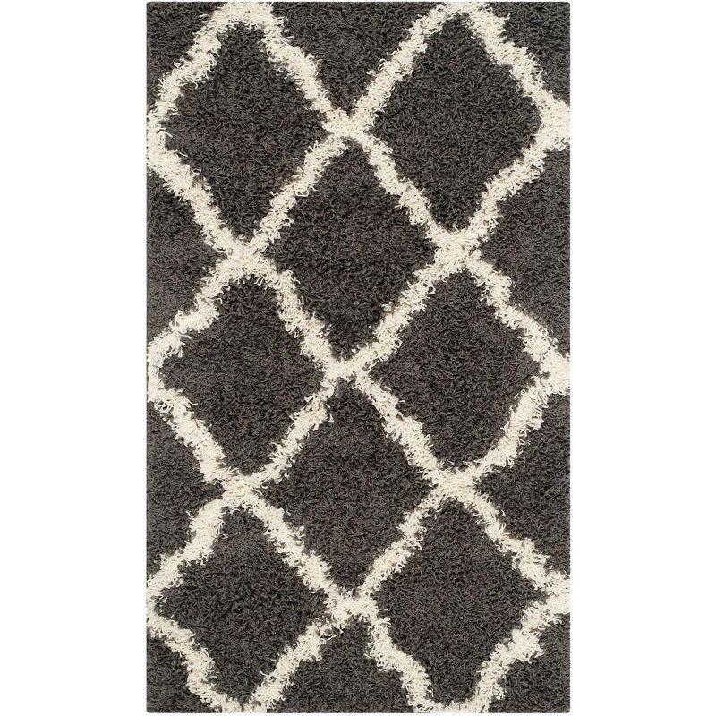 Dallas Shag SGD257 Power Loomed Indoor Accent Rug - Dark Grey/Ivory - 3'x5' - Safavieh.