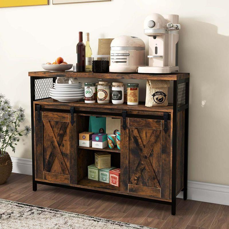 Costway Industrial Buffet Sideboard Cabinet with Spacious Table Top Adjustable Shelves