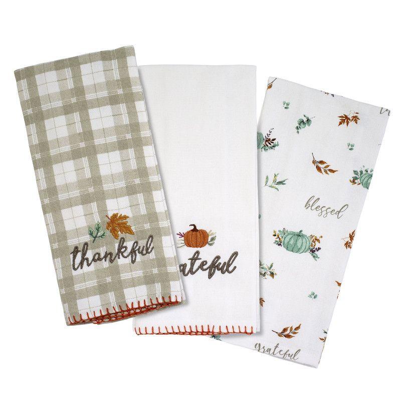 Grateful Patch Fall Cotton Kitchen Towel Set, 3-Piece